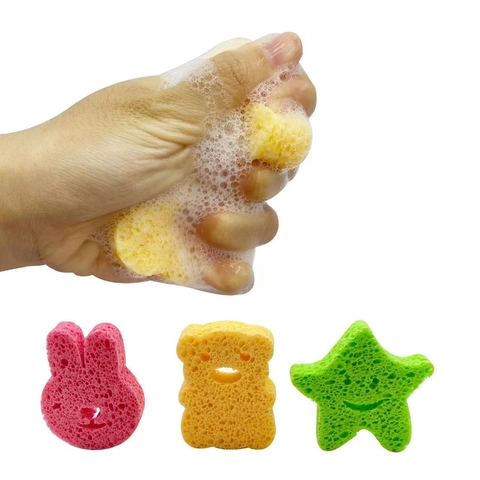 Éponge De Bain Pour Bébé En Fibre De Cellulose De Bois Douce Forme D'animal Exfoliant Doux Douche Respectueuse De La Peau