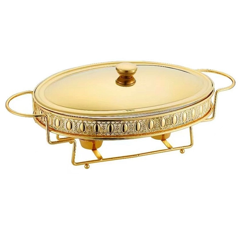 Stainless Steel Glass Chafing Dish Alcohol Heated Buffet Stove Gold Silver Food Warmer For Hotel Banquet Catering Buffet Server