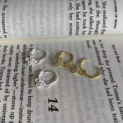 Orecchini A Cerchio A Quadrifoglio In Argento Sterling 925 Con Micro Pavé Di Zirconi Gioielli Floreali Stile Francese Da Donna