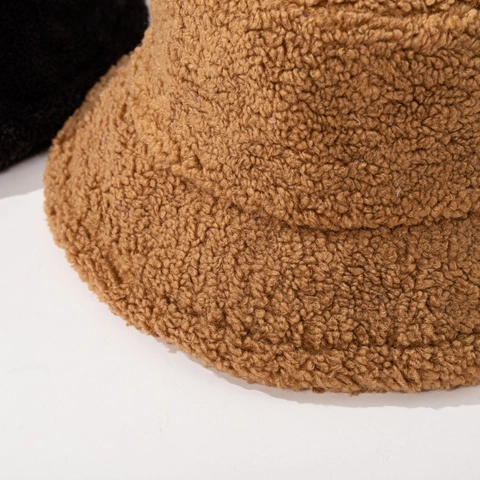 Sombrero De Pescador De Piel De Oveja Sintética Color Sólido Cálido Grueso Invierno Gorra Para Mujer Hombre Cortavientos Elegante