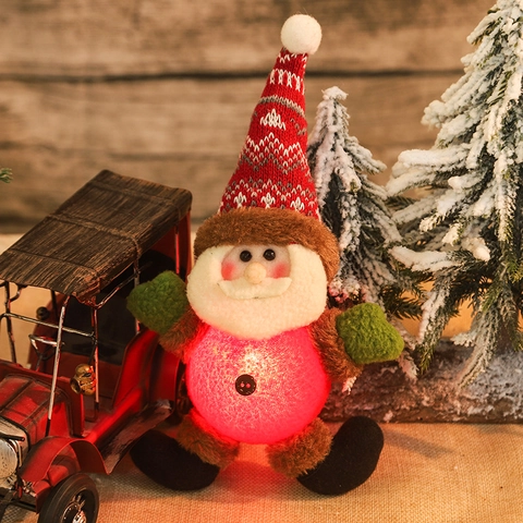 Decorazione Appesa Natalizia in Peluche LED Babbo Natale Pupazzo Di Neve Renna In Tessuto A Maglia Per Albero Di Natale Casa Regalo