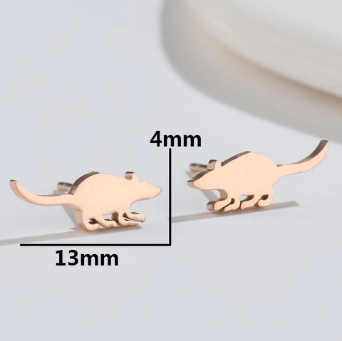 Minimalist Stainless Steel Mouse Stud Earrings For Women Teens Animal Zodiac Rat Ear Jewelry Daily Wear Accessory Gift