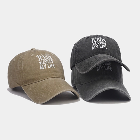 Berretto da Baseball con Stampa Jesus Saved My Life in Cotone Lavato Cappello Protezione Solare per Uomo Donna Casual Vintage Regolabile