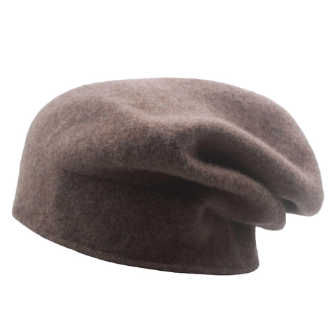 Pure Wool Slouchy Beanie Hat For Women Winter Warm Soft Knitted Solid Color Casual Skull Cap
