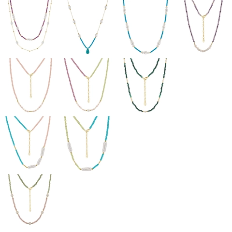 Collier en Argent Sterling 925 Perles d'Eau Douce et Turquoise Bijoux Bohème avec Pendentif en Pierre Naturelle Femme