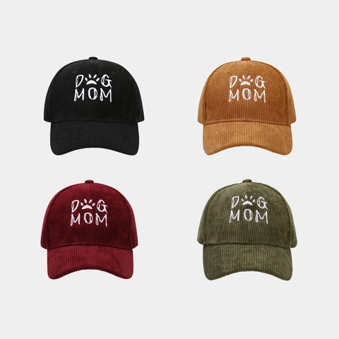 Cappellino Da Baseball In Velluto A Coste Ricamo Dog Mom Regolabile Casual Cappello Sportivo