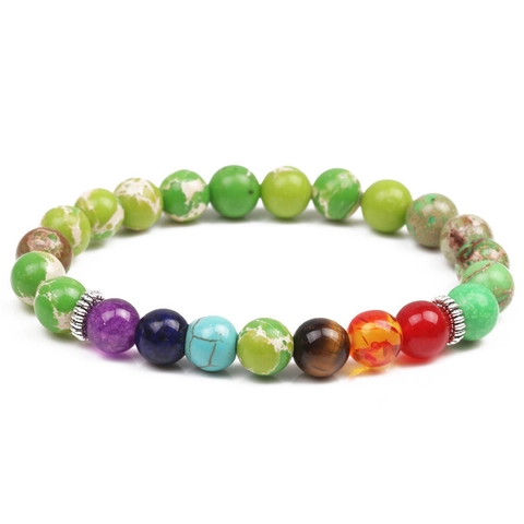 7 Chakra Healing Natural Imperial Jasper Beaded Bracelet For Men Women Handmade Elastic Meditation Yoga Natural Stone Jewelry
