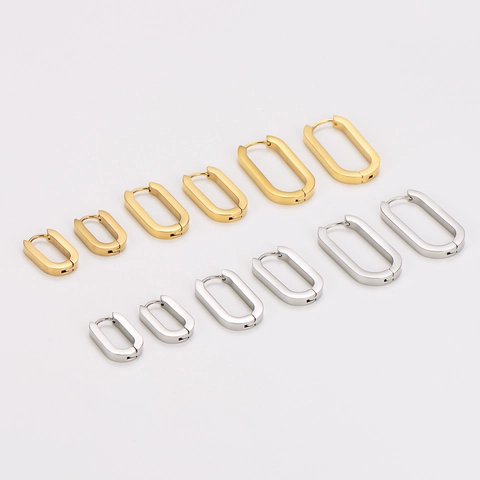 Minimalistische Creolen Aus Edelstahl In U-Form Geometrisch Oval Poliert Modeschmuck Für Damen