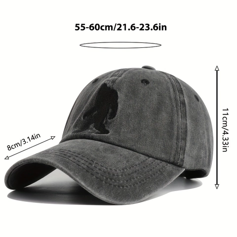 Vintage Bigfoot Borduurwerk Gewassen Katoen Honkbalpet Verstelbare Retro Dad Hat Voor Buiten Zonbescherming Unisex