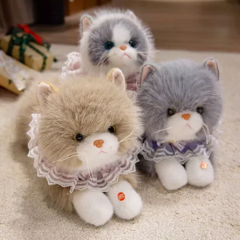 Realistic Simulation Ragdoll Cat Plush Toy Meowing Interactive Lifelike Kitten Doll Home Decor Birthday Gift For Girls