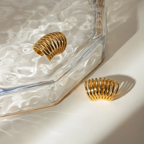Μίνιμαλ Σκουλαρίκια Ear Cuff Πολλαπλών Στρώσεων Από Ανοξείδωτο Ατσάλι 18Κ Επιχρυσωμένο Αδιάβροχο Υποαλλεργικό Σχέδιο U Για Γυναίκες