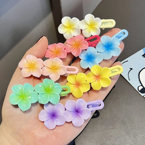 Plumeria Flower Hair Clips Double Floral Alligator Clips Plastic Resin Summer Beach Vacation For Women Girls