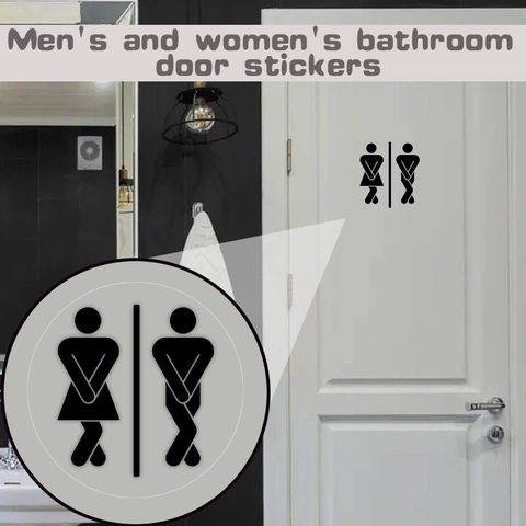 Pegatina De Puerta De Baño Inodoro Hombres Y Mujeres Letrero Humorístico PVC Impermeable Decoración De Pared