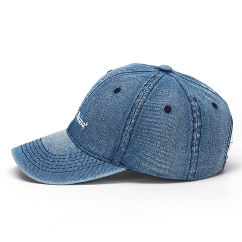 Baseball Cap Washed Cotton Denim Hat Letter Embroidery Adjustable Metal Buckle Vintage Casual Sun Shading Breathable