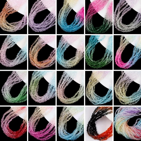 Cuentas Sueltas De Vidrio Cristalino Facetadas Rombo Degradado Colorido Pulido Para Hacer Joyas De Bricolaje Collares Elegante
