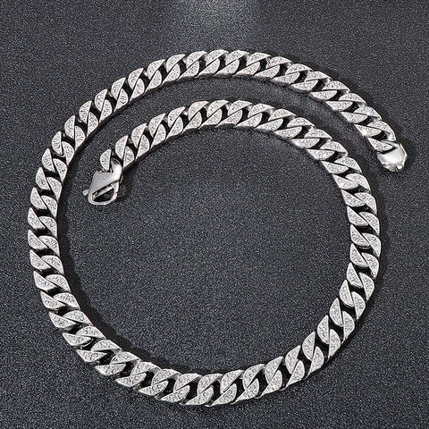Collana E Bracciale A Catena Cuban Link Hip Hop Per Uomo In Acciaio Inossidabile Con Micro Pavé Di Strass Streetwear