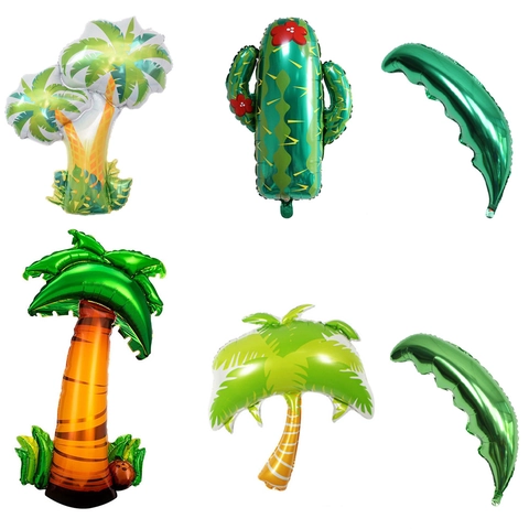 Tropical Plant Foil Balloons Coconut Palm Tree Cactus Shape Party Decorations For Summer Hawaii Beach Luau Birthday