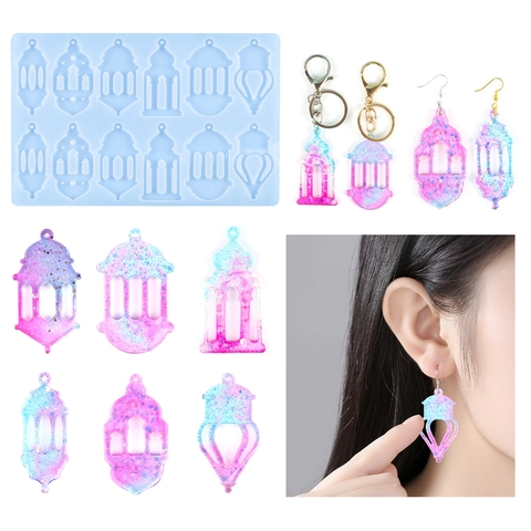 Castle Lantern Earring Pendant Silicone Mold DIY Epoxy Resin Jewelry Making Tools Lightweight Flexible Soft Material