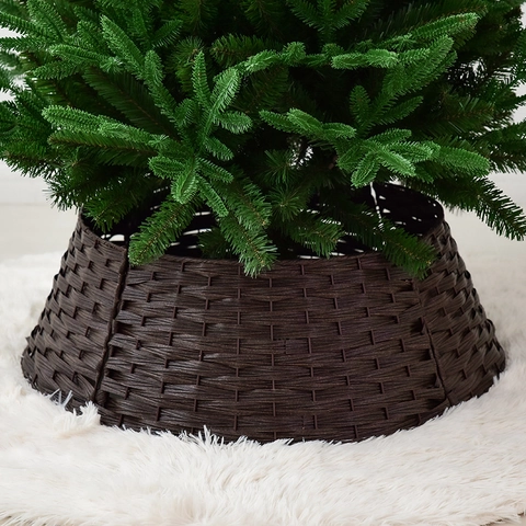 Collier De Sapin De Noël Tissé Support De Base Tressé Rond Décoration De Vacances Vintage En Fibre Plastique