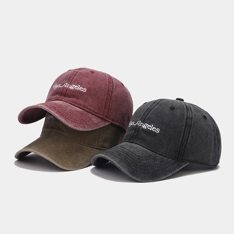 Vintage Washed Cotton Baseball Cap Los Angeles Letter Embroidery Adjustable Distressed Curved Brim Sun Hat For Men Women
