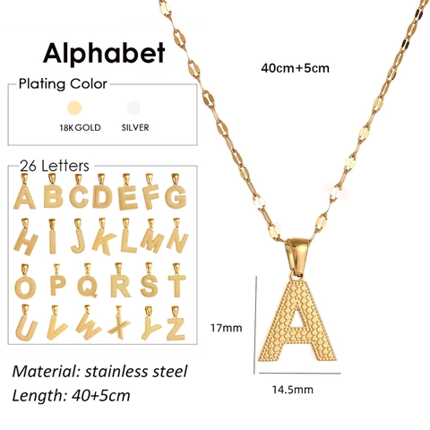 Stainless Steel Alphabet Initial Pendant Necklace Gold Plated Alphabet Letters Fashion Unisex Jewelry Accessories Gift