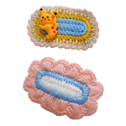 Pinzas Para El Cabello Tejidas A Mano Ganchillo Barrettes Lana Colores Ovalados Accesorios Cabello DIY Para Niños Niñas