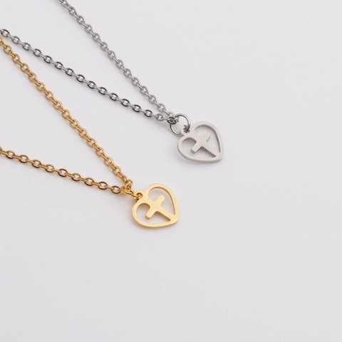 Collana Con Ciondolo A Cuore E Croce Acciaio Inossidabile Cavo Catena A O Gioielli Religiosi Regalo Di San Valentino Per Donne