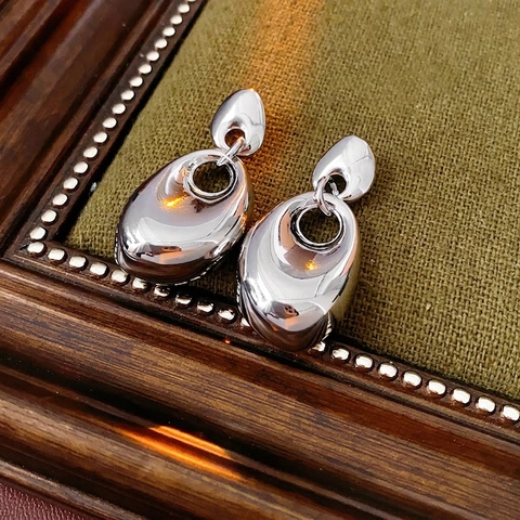 Irregular Drop Earrings For Women Minimalist Liquid Metal Geometric Dangle Earrings With Silver Earring Post