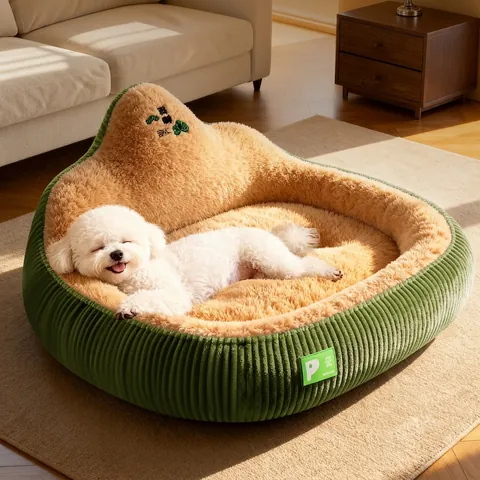 Canapé Lit Pour Animaux Dossier Haut Protection Du Cou Peluche Cristal Velours Côtelé Pour Chiens Chats Nid Lavable Doux