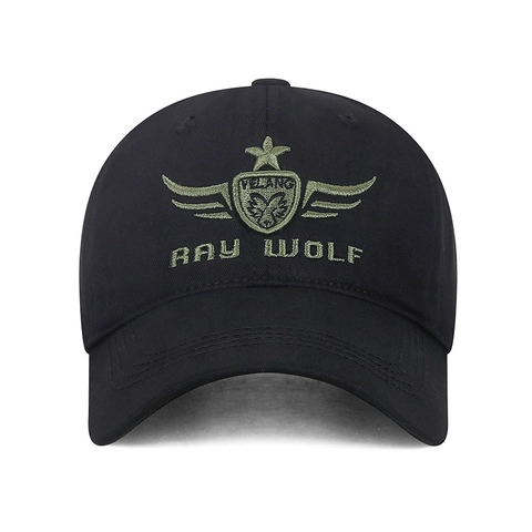 Berretto Da Baseball In Cotone Ricamato Lupo Scudo Regolabile Sport Tattico Cappello Parasole