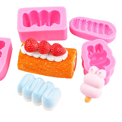 Silicone Mold For Cake Decoration Strawberry Rabbit Swiss Roll Shape DIY Resin Clay Crafting Wavy Cream Piping Pattern