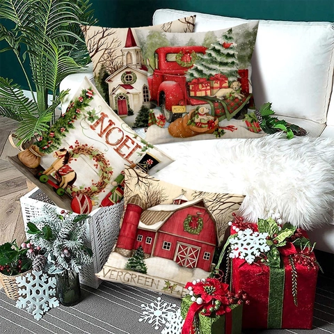 Nussknacker Soldat Weihnachten Kissenbezüge Dekorativ Feiertag Winter Schnee Polyester Leinen Stil Wohnkultur