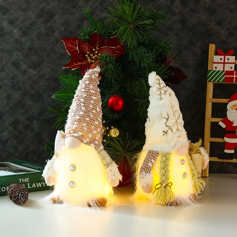 Weihnachtswichtel Plüsch Ornament LED Leuchtend Gesichtsloser Zwerg Nordischer Stil Zuhause Tischdeko