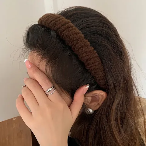Plush Faux Lambswool Headband Warm Winter Thick Hair Hoop Minimalist Korean Style Maillard Colors Women Hair Accessories