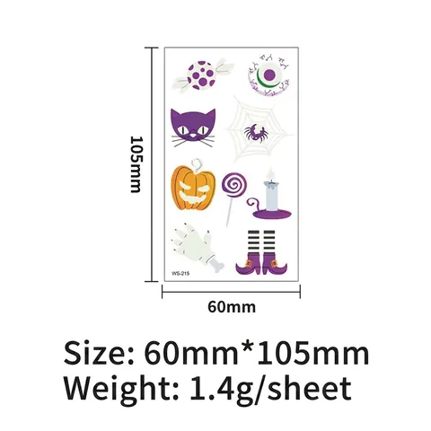 Halloween Luminous Tattoo Stickers Night Glow Fluorescent Waterproof Cartoon Face Body Decals For Kids Party