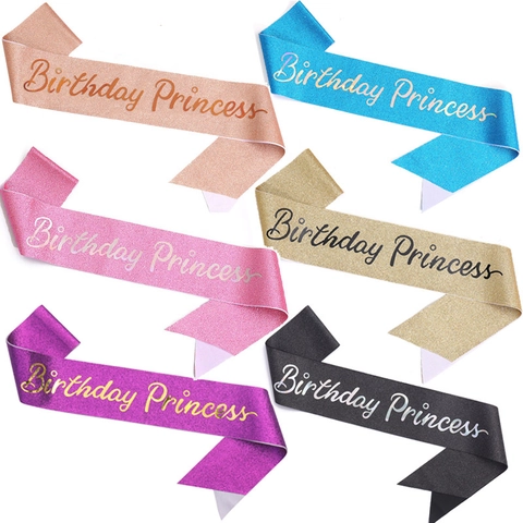Fascia Birthday Princess In Tessuto Glitterato Scintillante Accessori Per Feste Per Ragazze Donne