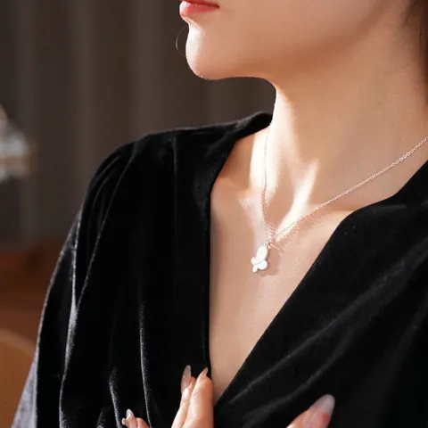 Schmetterling Anhänger Halskette Kupfer Gold Silber Plattiert Minimalistische Elegante Schlüsselbein Kette Schmuck Für Damen