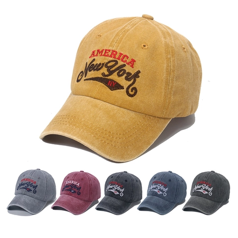 Cappellino Da Baseball Ricamato America New York NY Cotone Lavato Cappello Da Sole Sport Vintage Per Uomo Donna Regolabile
