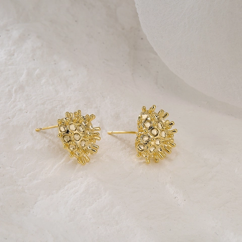 Boucles D'oreilles Cœur Cuivre Plaqué Or Avec Tige En Argent Sterling 925 Bijoux De Niche Haut De Gamme Granulés Pour Femmes