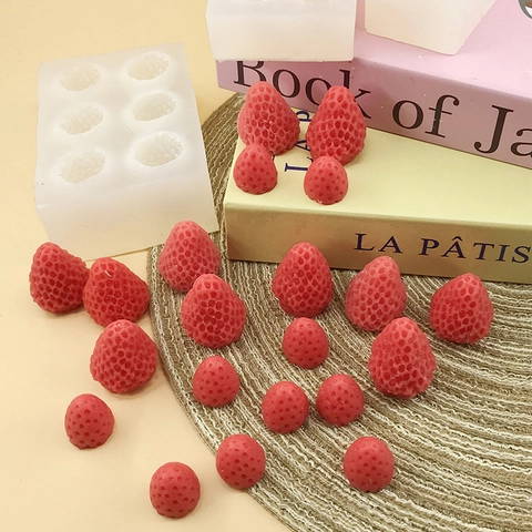 Stampo In Silicone Fragola Forma Di Frutta 3D Strumento Da Forno Per Cioccolato Fondente Candela Aromaterapia Gesso