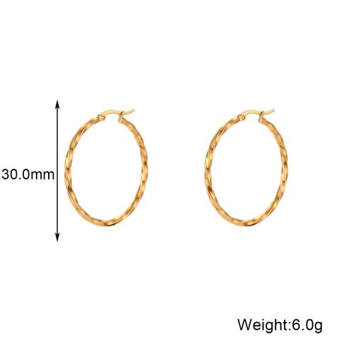 Twisted Hoop Earrings 18K Gold Plated Stainless Steel Braided Chunky Geometric Lightweight Fashion Jewelry For Women