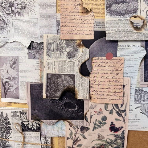 Scrapbook Material Paper Thick Special Paper Vintage Retro Style Plants Flowers Music Astronomy Journaling DIY Background Decor