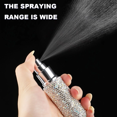 Rhinestone Refillable Perfume Spray Bottle Portable Mini Travel Bling Crystal Atomizer Container Empty Glass