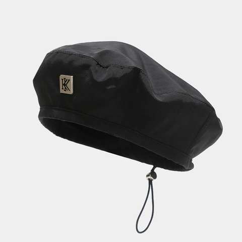 Béret Pour Femmes Fibre Synthétique Imperméable Décor De Lettre En Métal Cordon Réglable Casquette De Peintre Style