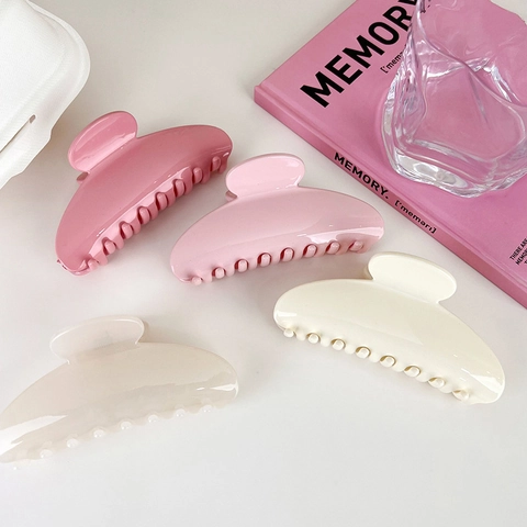 Large Acrylic Hair Claw Clip French Style Half Round Solid Color Elegant Non-Slip Hairpin Headwear For Women Girls