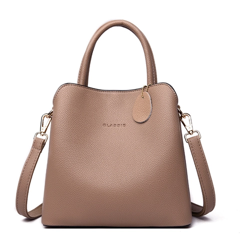 Borsa a Mano in Pelle PU da Donna Trama Litchi Borsa a Tracolla Classica Goffratura Lettere Tote Bag per Pendolarismo Moda