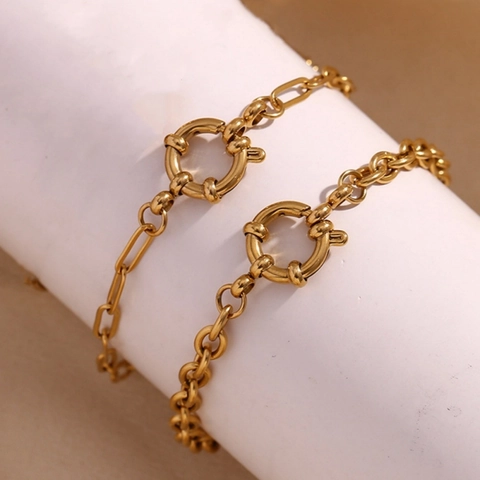 Bracciale A Catena In Acciaio Inossidabile Minimalista Placcato Oro 18K Maglia Graffetta Catena O Gioielli Donna