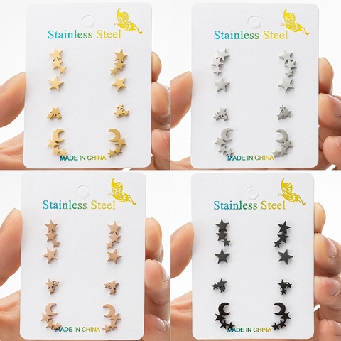 Orecchini A Lobo In Acciaio Inossidabile Stella Luna Gioielli Minimalisti Dolci Per Donne Ragazze Elegante