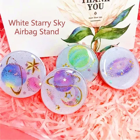 Planet Foldable Mobile Phone Airbag Stand Cute Expanding Grip Universal Desktop Bracket Planet Theme Sparkle Glitter Phone Support