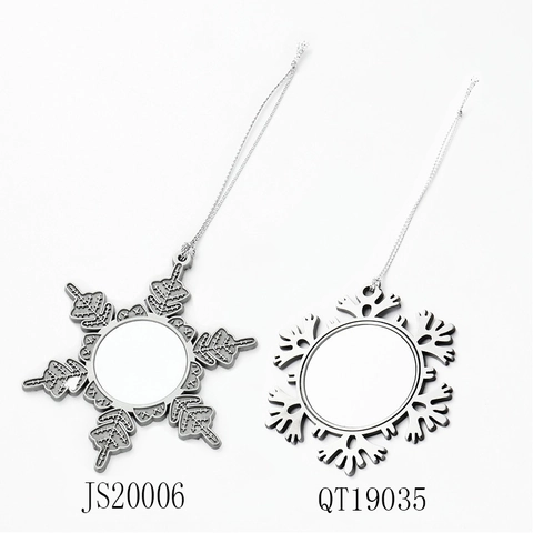 Ornements Flocon De Neige De Noël Alliage Zinc Métal Sublimation Blanks Transfert Thermique DIY Décor Argent